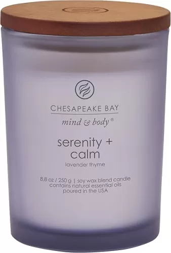 Chesapeake Bay Candle Medium Jar Scented Candle Serenity + Calm (Lavender Thyme) Home Décor Orange Gifting Idea Burn Time of 50 Hours