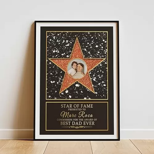 Custom Photo Star Of Fame Best Dad Ever, Dad Of The Year - Family Personalized Decor Sign, Custom Gift For Dad, Father