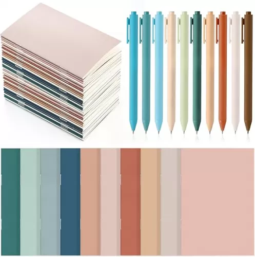 Eaasty 20 Set Mini Notebooks with Ballpoint Pens Bulk Back to School Gift Small Pocket Notepads Composition Journals and Pens for School Supplies Writing Notebooks(Healing Series Color)