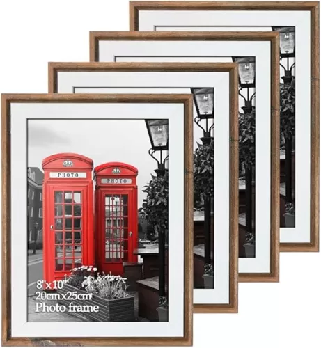 Edenseelake 8x10 Picture Frame Set of 4, Rustic Weathered Brown Photo Frames for Wall and Tabletop Display