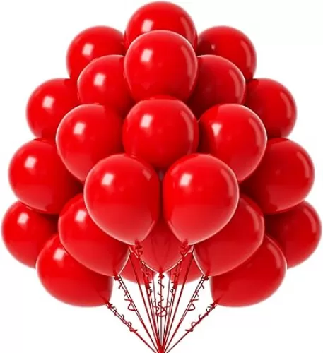 FOTIOMRG Red Balloons, 50 Pack - 12 inch Latex Party Balloons for Birthday, Graduation, Baby Shower, Valentines, Christmas, Wedding Parties (with Red Ribbon)