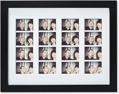 Golden State Art, 8.5x11 Photo frame with mat for 4 2x6 photo booth pictures, Includes Real Glass & Easel Back Display, make a good gifts, Black