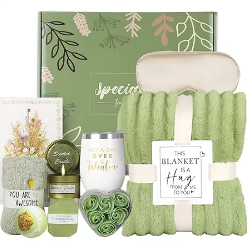 Happy Birthday Gifts for Women Wife Mom Friend Sister Girlfriend Teacher, Spa Gifts Baskets with Soft Blanket, Get Well Self Care Package Box, Relaxing Gifts for Her Anniversary, Sympathy, Women Birthday