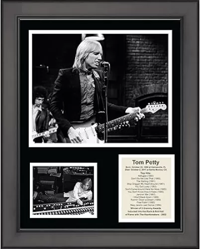 HOFSM.COM Hall of Fame Sports Memorabilia Framed Tom Petty Top Hits Biography 11"x14" Music Three Photo Collage