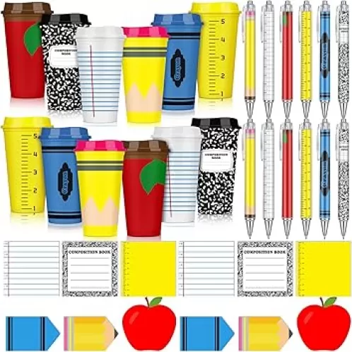 Honeydak 12 Set Back to School Gift for Teacher Appreciation Gifts Bulk Thank You Teacher Appreciation Tumblers 16 oz Cute Composition Books Sticky Notes Ballpoint Pens for Mentor, Lecturer, Counselor