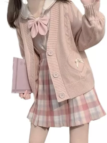 Japan Harajuku Kawaii Pink Knitted Cardigan Women