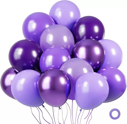 KBZVNAF Purple Latex Balloon Set - 60 Packs 12 Inches Metallic Chrome Purple Balloons Purple Balloons Pastel Purple Balloons Dark Purple Balloons for Birthday Wedding Baby Shower Party Decoration