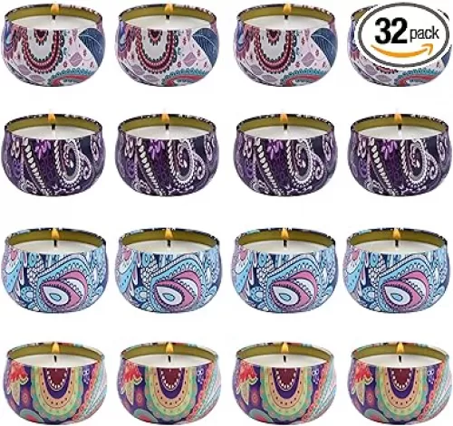 kedtui Scented Candles Gift Set, 32 Pack Aromatherapy Candle, Natural Soy Wax Travel Tin Candles for Home Scented, Ideal for Christmas, Birthday, Thanksgiving, Valentines Day Gifts