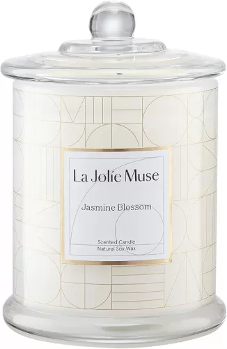 LA JOLIE MUSE Jasmine Candle, Mothers Day Gifts Candles for Women with Gift Box, Scented Candles for Home Scented, Luxury White Natural Soy Candle, 70 Hours 10 oz