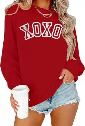 LAZYCHILD Women Valentines Sweatshirt: Cute Heart Graphic Shirts Valentine Pullover Long Sleeve Tops