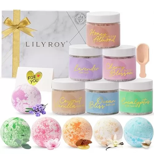 Luxury 14-Piece Floral Bath Salt & Bomb Gift Set for Mother