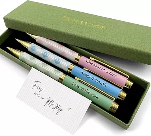 MESMOS 3pk Pastel Ballpoint Pen Set, Inspirational Unique Gifts for Women, Womens Gift, Fancy Cool Motivational, Nice Writing Pretty Pens, Boss Lady Office Gift Sets Women