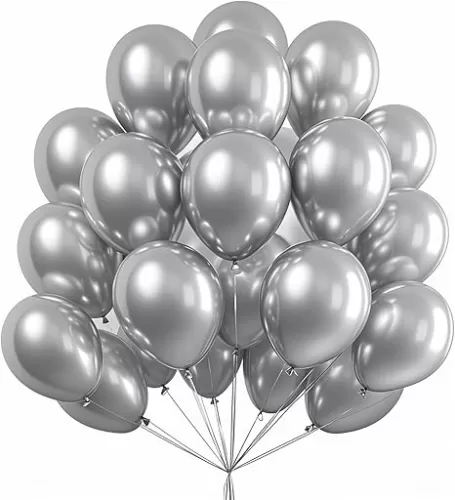 Metallic Silver Balloons 100 Pack, 12 Inch Chrome Latex Helium Garland for Elegant Birthday Wedding Baby Shower Arch Party Decorations