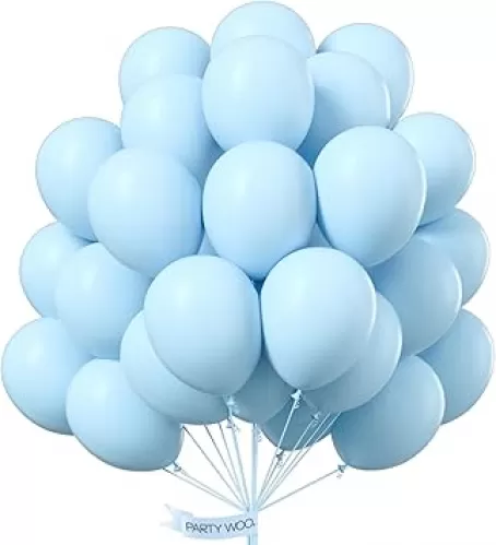 PartyWoo Baby Blue Balloons 100 pcs 12 Inch Blue Balloons Light for Pastel Blue Birthday Graduation Boys Baby Shower Gender Reveal Children