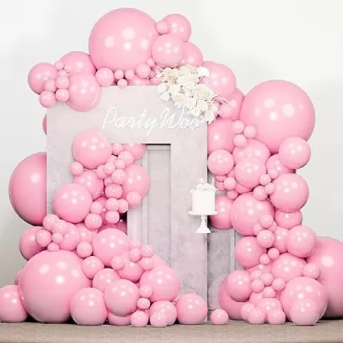PartyWoo Pink Balloons 138 pcs Light Pink Balloons Different Sizes Pack of 18 12 10 5 Inch Pastel Pink Balloon Arch Kit Baby Pink Balloon Garland for Baby Shower Birthday Party Decorations Pink-Y48