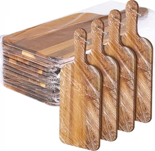 Patelai 12 Packs Wooden Cutting Board Set with Handles Large Kitchen Serving Plain Chopping Board Bulk Gifts for Mom for Vegetables Meat Pizza Cheese Fruit Bread(Acacia Wood, 15 x 7 Inch)