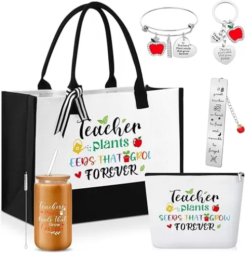 Paterr 6 Pcs Back to School Appreciation Gifts for Teacher Appreciation Gifts Bulk Thank You Inspirational Tote Bags