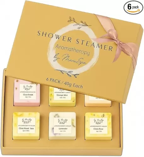 Premium Organic Shower Steamer- Shower Steamers Aromatherapy Essential Oil Infused, 6 Cubes Body Restore Shower Steamers Spa Gifts for Women, Shower Bombs