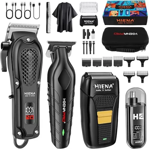 Professional Hair Clipper Set for Men, Cordless Barber Clippers Set and Trimmer Kit, Electric Beard Trimmer & Nose Trimmer Kit, Foil Shaver & Men
