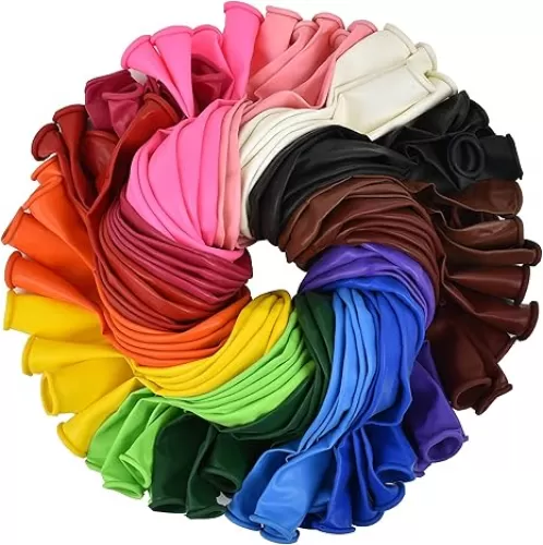 QRabbit 100 Pack 12" Party Balloons, Extra Thick Latex Balloon for Helium or Air Use, 15 Assorted Bright Rainbow Colors for Wedding Birthday Graduation Anniversary Party Event Decoration