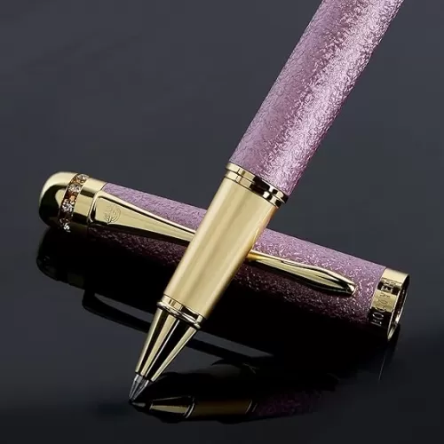 Rollerball Liquid Ink Pens, Best Luxury Ball Pen Gift Set for Women, Black Ink Fancy Pen Refillable for Executive Office, Professional, pretty pens, cool pens, Nice cute Designer Pens(Pink)