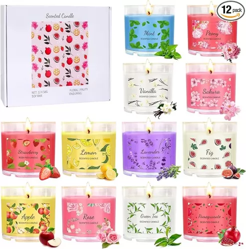 Scented Candles for Home, 12 Pack Candle Set for Women, Small Soy Candles Bulk, Mothers Day Gifts from Daughter - Mini Candle Gift Set for Bridesmaid Anniversary Birthday Valentines Christmas