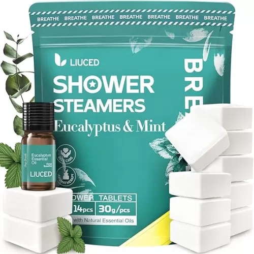 Shower Steamers Aromatherapy - 14 Pack Eucalyptus & Mint Shower Bombs and 5ml Natural Eucalyptus Essential Oils, Nasal Relief, Birthday Gifts for Women, Self Care Stress Relief Gifts for Mom Wife Her