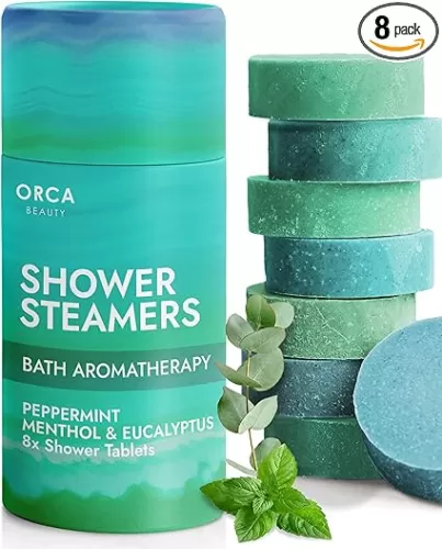 Shower Steamers Aromatherapy - Relaxation Gifts for Women, Shower Bombs, Unique Spa Gifts Shower Tablets, Stocking Stuffers for Women & Men (Peppermint and Eucalyptus Scent 8PC)
