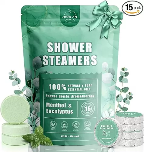 Shower Steamers Aromatherapy 15-Pack Shower Bombs Gifts for Wife, Organic Menthol & Eucalyptus for Shower Natural Essential Oil, Birthday Day Gifts for Wife Her Him Women Men Bath Stress Relief