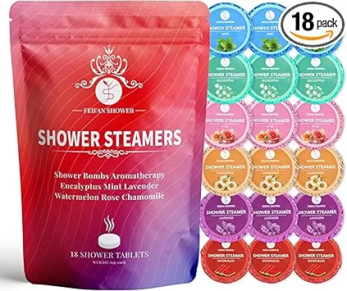 Shower Steamers Aromatherapy, 18-Pack Shower Bombs, Birthday Gifts for Wife Women Mom Her Daughter, Organic Eucalyptus Mint Rose Lavender Chamomile Watermelon Essential Oil, Gifts for Men