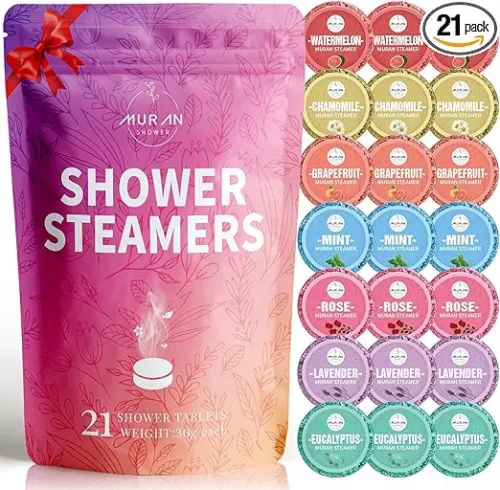 Shower Steamers Aromatherapy 21-Pack Shower Bombs Birthday Day Gifts for Her Him Mom Wife, Eucalyptus Rose Lavender Mint Essential Oil, Bath Bombs Girlfriend Birthday Self Care Gifts for Women, Men