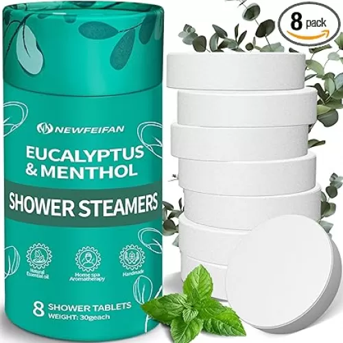 Shower Steamers Aromatherapy 8 Pack Gifts for Women & Men Bath Bombs, Organic Eucalyptus & Menthol Essential Oil, Birthday Gifts for Wife & Husband Spa Relaxing, Travel Essentials Aromatherapy