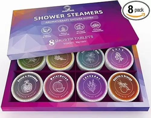 Shower Steamers Aromatherapy 8-Pack Shower Bombs, Birthday Gifts for Women Mom Her Daughter Wife, Organic Essential Oils Relaxation & Self Care Gifts for Men
