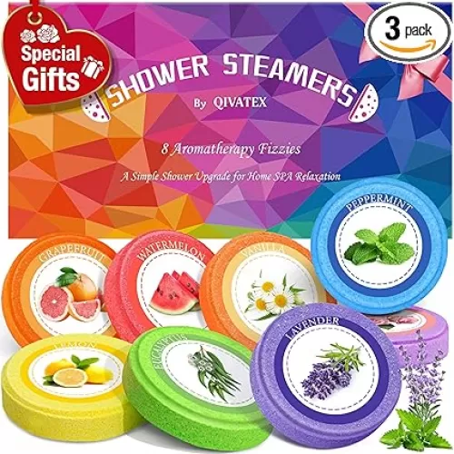 Shower Steamers Aromatherapy, Birthday Gifts for Women Teen Girls Mom, Christmas Stocking Stuffers White Elephant Gifts for Adults, Natural Essential Oil SPA Self Care Shower Bombs (8 Pack)
