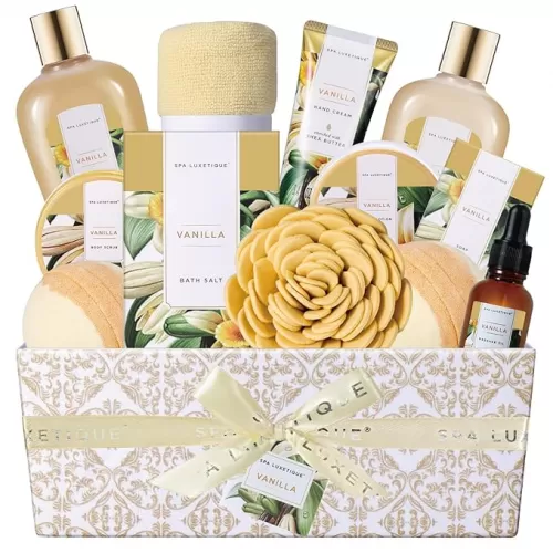 Spa Gift Baskets for Women, Spa Luxetique Spa Gifts for Women, Birthday Gifts Spa Kit, 12pc Vanilla Bath Set, Womens Self Care Gifts, Christmas Gifts