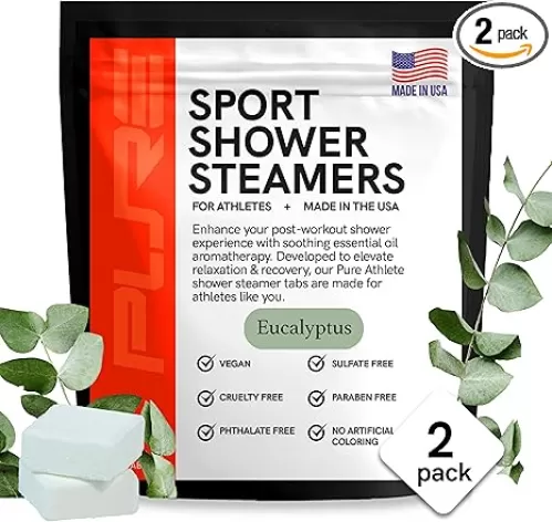 Sport Shower Steamers - Made in USA with Natural Eucalyptus Essential Oil, Aromatherapy, Stress and Sinus Relief, Muscle Recovery for Athletes, Best Unique Birthday Gifts for Self Care Relaxation