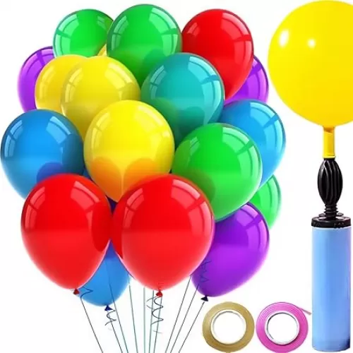 Thickened Balloons 100Pcs Birthday Balloons Assorted Colors 12 Inch Colorful Rainbow Balloon Party Latex Balloon with Pump