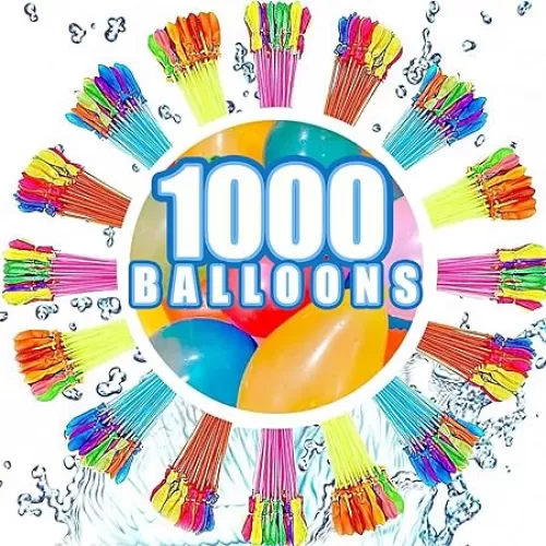 Water Balloons Quick Fill Bulk – 1000 Pack Refill Kit, Fast Fill & Self-Sealing Water Bombs for Kids & Adults, Outdoor Summer Games, Pool, Party & Backyard Fun