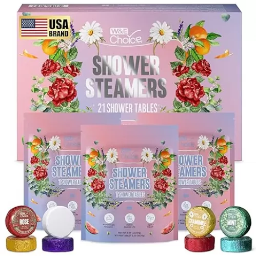 W&E Choice Shower Steamers Aromatherapy - Shower Bombs with Natural Essential Oils for Daily Relaxation & Stress Relief, Birthday Gifts for Women & Men, Mom, Teen 8 Pack