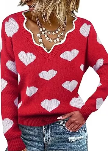 Women Fall Color Block V Neck Pullover Long Sleeve Sexy Cozy Ladies Sweaters Tops