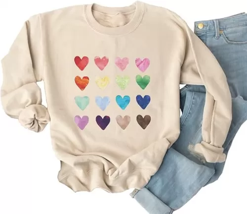 Ykomow Long Sleeve Valentines Shirts Women Plaid Love Heart Valentine