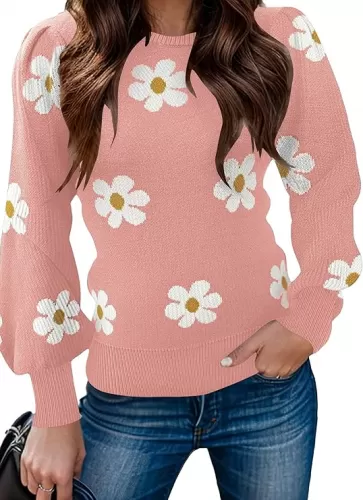 Zeagoo Womens Sweaters Fall 2025 Dressy Casual Long Sleeve Shirts Ribbed Knit Winter Outfits Puff Pullover Jumper Tops