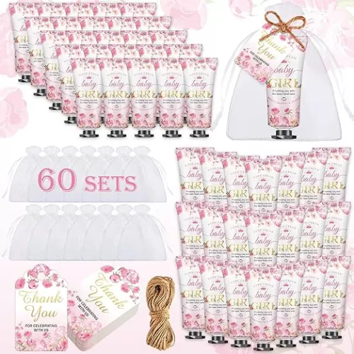 60 Sets Baby Shower Hand Cream, Wedding Hand Cream Gifts, Baby Shower Party Favors Gifts for Guests Bridal Shower, Thank You Gifts, Travel Size Hand Lotion Bulk for Wedding(Baby Girls)