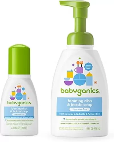 BabyGanics Dish Giftset, Standard Pump, Travel Size and Refill, Fragrance Free