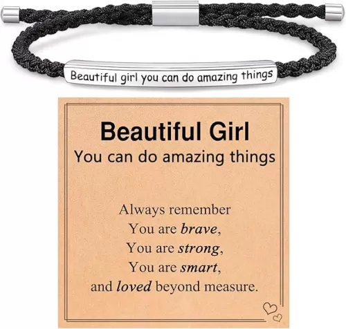 Beautiful Girl You Can Do Amazing Things – Inspirational Bracelet Birthday Christmas Gifts for Teen Girls