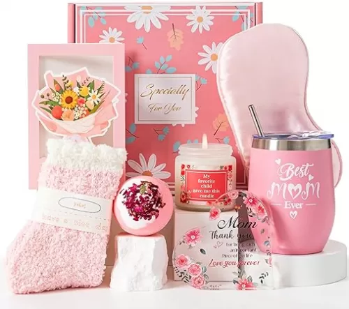 Birthday Gift Basket For Mom, Mothers Day Ideas Gift Box from Daughter Son Best Ever New Set Relaxing SPA Gifts Get Well Soon Thanksgiving Christmas Presents