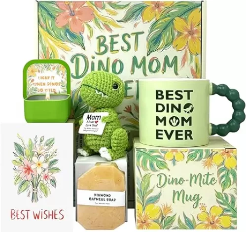 Birthday Gifts For Mom, Unique Gifts for Moms from Daughter Son Best Mom Ever Mug Set For Wife, Mamasaurus Cup, Funny Mother