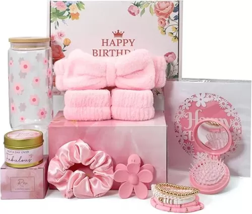 Birthday Gifts for Teen Girls & Women – Cute Aesthetic Pink Gifts, Girly Gift Box for Her, Preppy Gift Set for Sister, Best Friend, Daughter or Niece