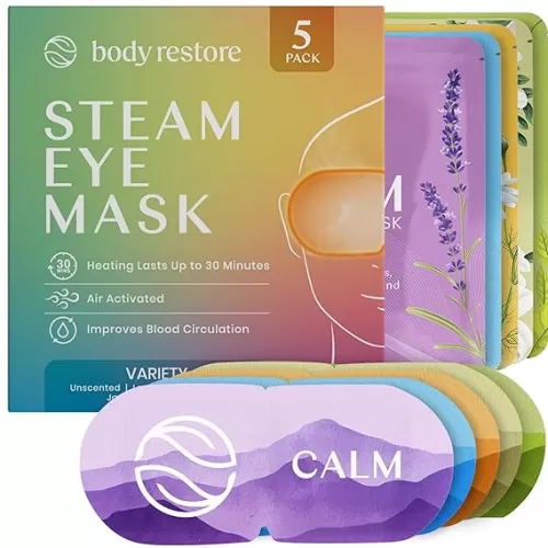 Body Restore Self Heating Warm Compress for Dry Eyes 5 Pack - Heated Eye Mask for Fast Relief, Birthday Gifts for Women, Men, Stye Eye Treatment, Relaxation, Travel Essentials - Variety