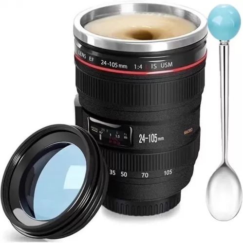 Camera Lens Coffee Mug, Fun Photo Stainless Steel Lens Mug Thermos Great Gifts for Photographers, Home Supplies, Friends, School Rewards